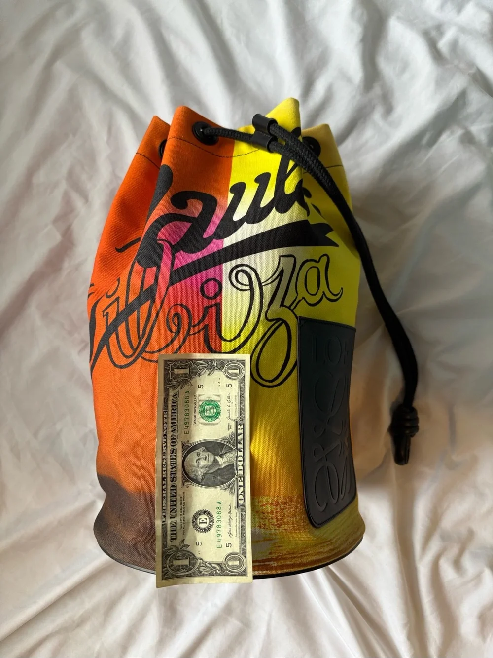 Loewe Paula’s Ibiza Canvas Sailor Drawstring Bucket Bag